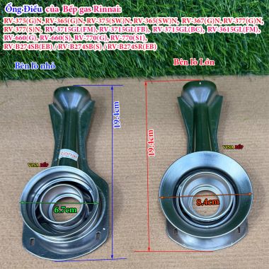 Ống điếu Inox Của Bếp gas Rinnai RV-375, RV-365, RV-377, RV-367, RV-3715GL, RV-3615GL, RV-660, RV-770, RV-B274SB, RV-B274SR 