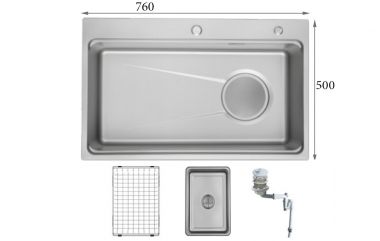 Chậu Rửa chén 1 Hố GrandX GX7650SV Volcano