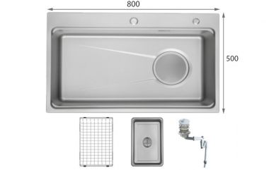 Chậu Rửa chén 1 Hố GrandX GX8050SV Volcano