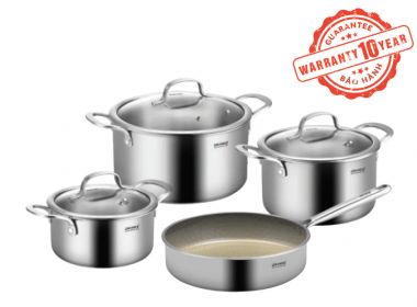 Bộ Nồi Chảo Nấu Bếp Từ Inox 304 Grandx GX801 Premium