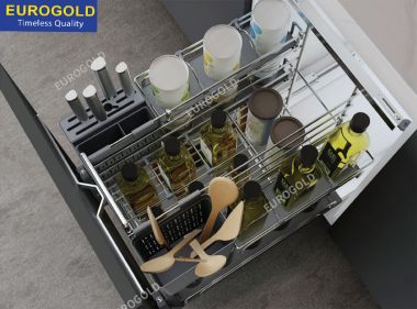 Ngăn Kéo Kệ Gia Vị Dao Thớt Inox 304 Eurogold EPV2040F