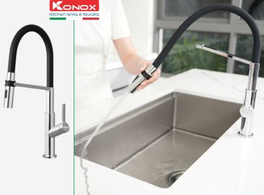 Vòi Rửa Chén Thân Mềm Konox Tema Chrome