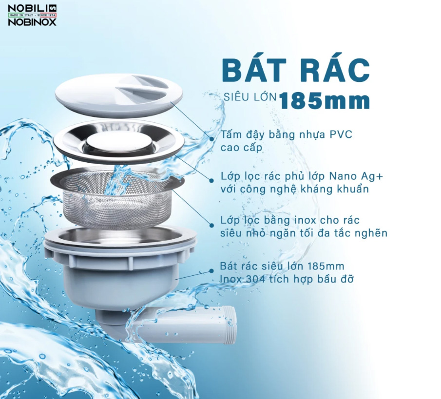 Chậu rửa b&aacute;t 1 Hố Nobinox LIKEN NL790D