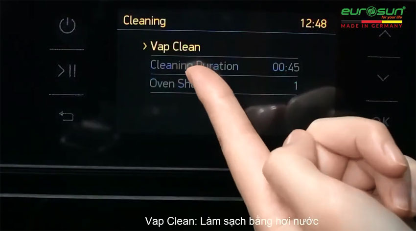 Lò Nướng Âm Tủ Eurosun EOV75TFT Chức Năng Làm Sạch Bằng Hơi Nước Vap Clean