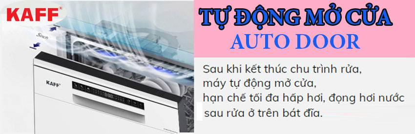 Máy Rửa Chén Kaff KF-SBL775W New Plus hé mở cửa tự động