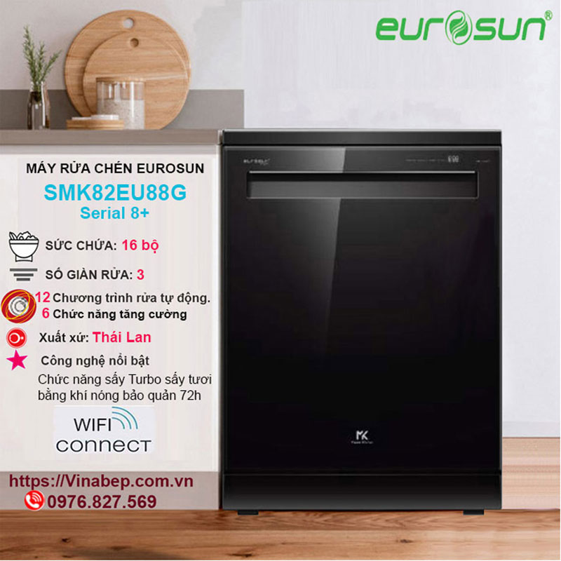 Máy rửa bát Eurosun nào tốt? Nên mua loại nào? Máy Rửa Chén Eurosun SMK82EU88G Serial 8+ 